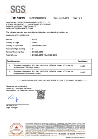 Lucky Venus SGS Certificates