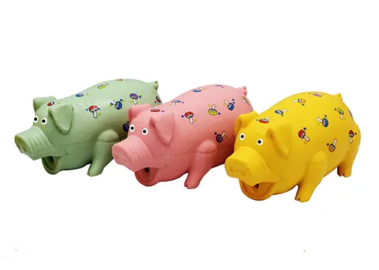 Squeaky Pig Dog Toys with Pattern of Mushroom dots