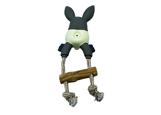 wooden rope & tug dog toys with animals