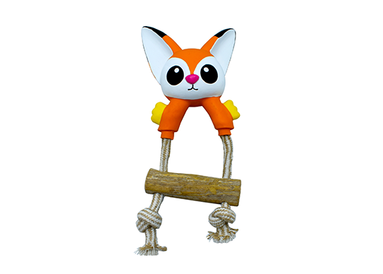wooden rope & tug dog toys with animals