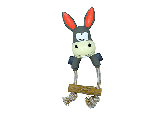 wooden rope & tug dog toys with animals