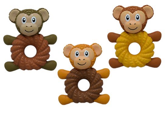 Monkey Doughnut Squeaky Dog Toys