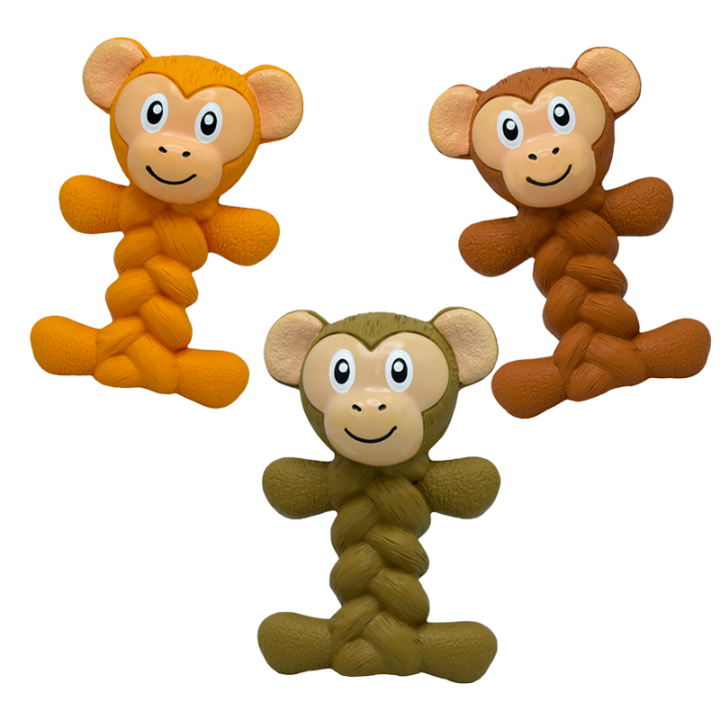 Monkey Fried Dough Twist Squeaky Dog Toys